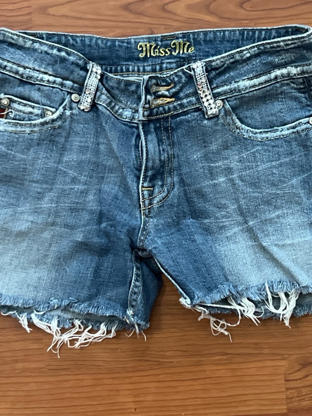 Miss Me Blue Distressed Denim Cutoff Shorts